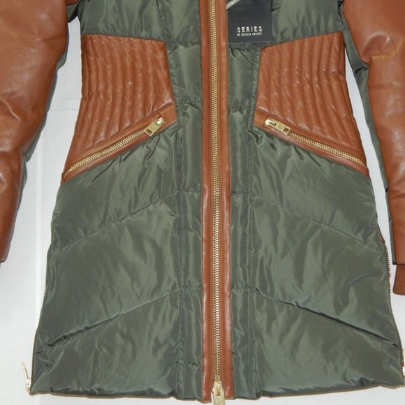 NB Series by Nicole Benisti COURVECHAL Two- tone Quilted Down Coat Fur Trim NWT - Picture 9 of 12